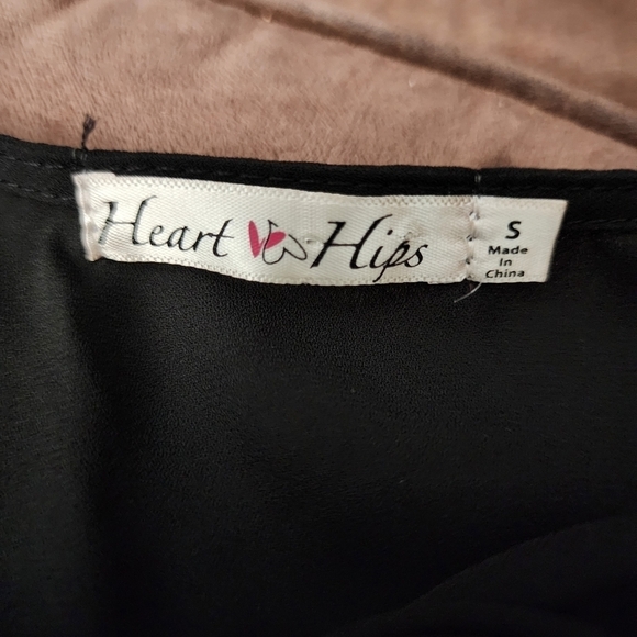 Heart & Hips Black Long Sleeve Bodysuit Lace Up Tie Women's Small S Snap Closure - Picture 7 of 9